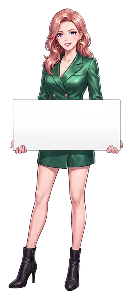 Sasha Wren, l'animatrice illustrée du guide, tenant une pancarte à deux mains: 30 ALV